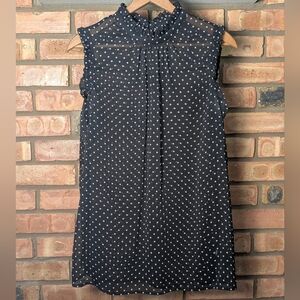 Who What Wear Black and White Polka Dot Sleeveless Blouse